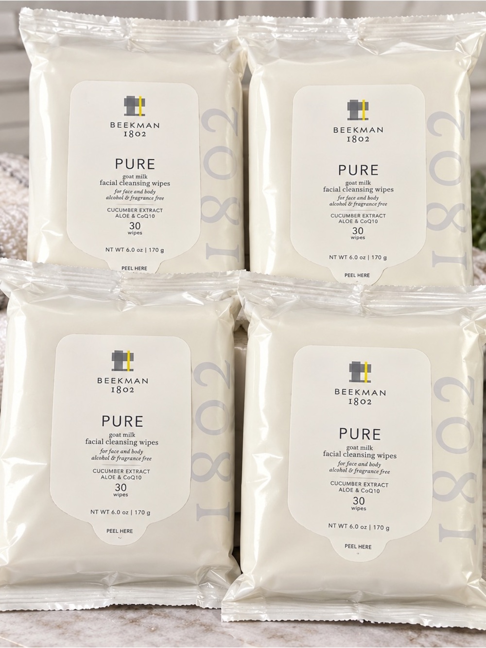 Beekman 1802 Pure Goat Milk Facial Cleansing Wipes 30 Ct – Lot of 4 NEW